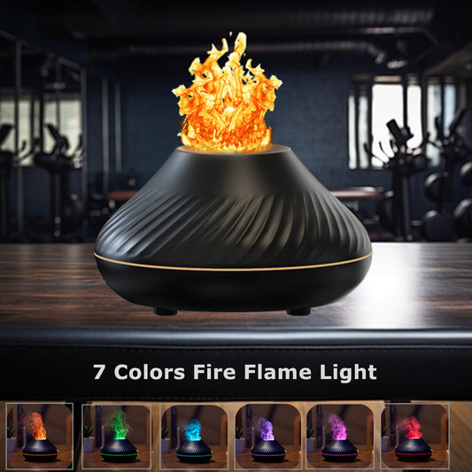 Noiseless Fire Flame Aroma Diffuser, Desktop Retro Water Drop Shape Flame Humidifers,130ml Coloful Flame Diffuser for Essential Oils,Flame Color Adjustable, Waterless Auto Off for Livingroom,Bedroom