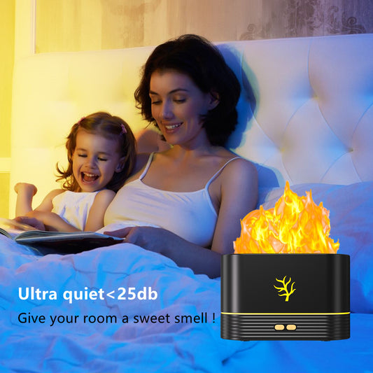 200ml Fireplace Flame Aroma Diffuser Humidifier, 7 Colors Flame Light Essential Oil Diffusers, Waterless Auto Shut Off Quiet Humidifier Diffuser for Lvingroom, Home, Bedroom, Office