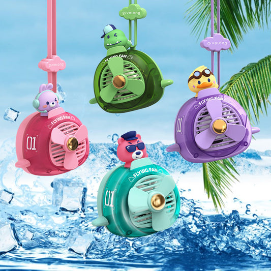 Kids Portable Mini Neck Fan with Hanging Lanyard, USB Rechargeable Hands Free Bladeless Stylish Personal Fan Cute Lightweight, 3-Speeds Cooling Fan for Boys Girls Student Indoor Outdoor Travel